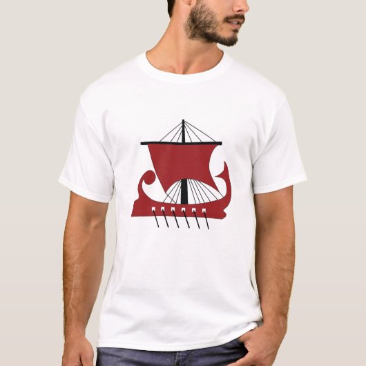 Wikinger Langschiff Silhouette Drakkar Schiff T-Shirt (Vorderseite)