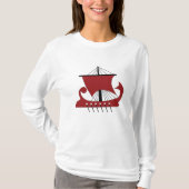 Wikinger Langschiff Silhouette Drakkar Schiff T-Shirt (Vorderseite)