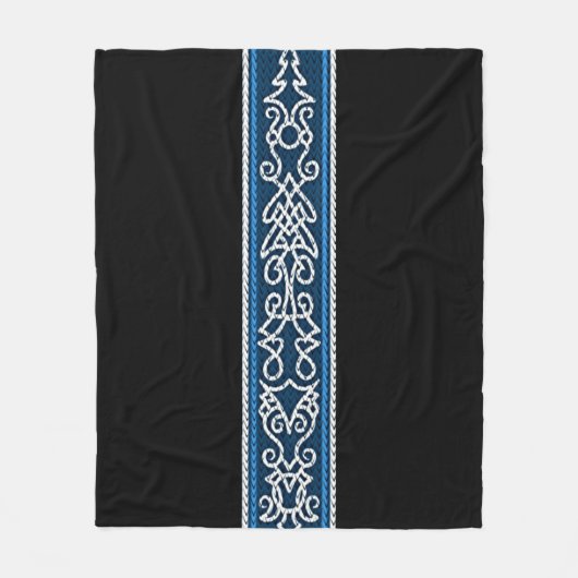 Wikinger Muster Blau Fleecedecke (Vorderseite)