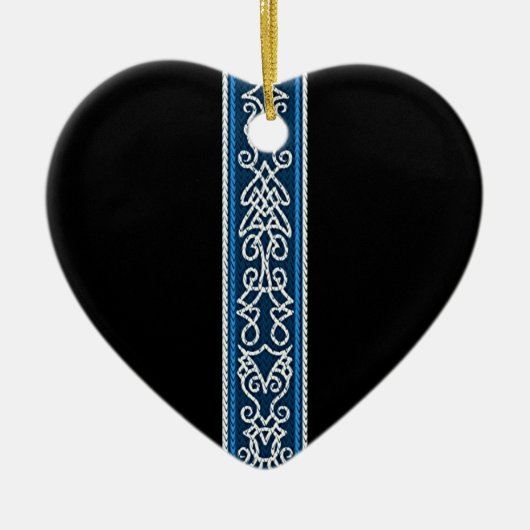 Wikinger Muster Blau Keramik Ornament (Vorne)