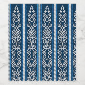 Wikinger Muster Blau Weinetikett (Einzelnes Label)