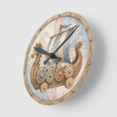 Wikinger-Schiff-Babyzimmer Runde Wanduhr (Winkel)
