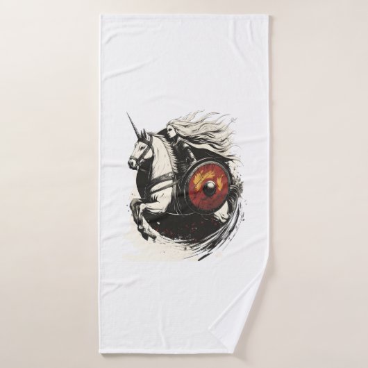 Wikinger Schild Jungfrau Einhorn (1) Badehandtuch (Badehandtuch)