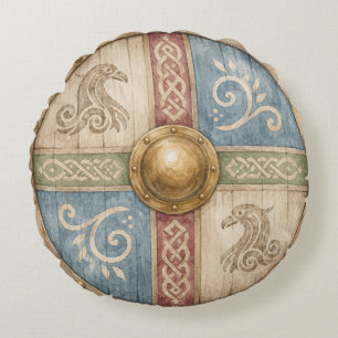 Wikinger-Schild-Rundkissen Rundes Kissen
