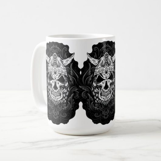 Wikinger Skull Art Kaffeetasse (Vorderseite Links)