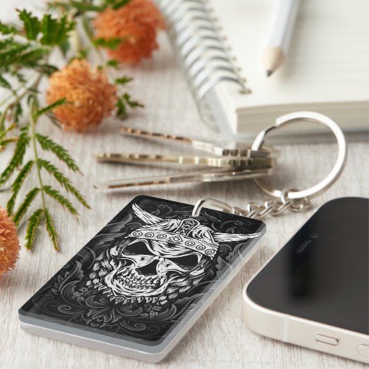 Wikinger Skull Art Schlüsselanhänger (Vorderseite rechts)