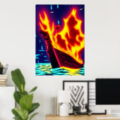 Wikingerbeerdigung auf See | AI Art Poster (Heimbüro)