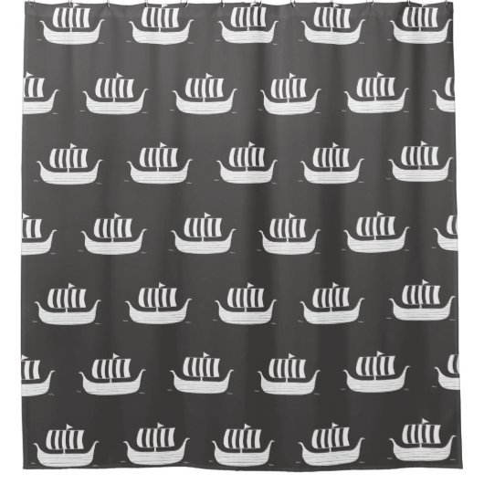 Wikingerboot mit Sonderfarbe Duschvorhang (Vorderseite)