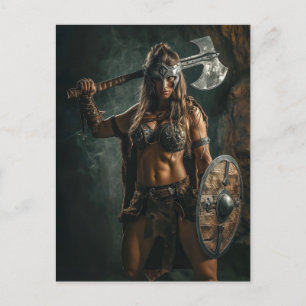 Wikingerfrau Stärke und Eleganz Postkarte