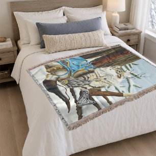 Wikingerkatze Blauer Drache Fantasy Decke