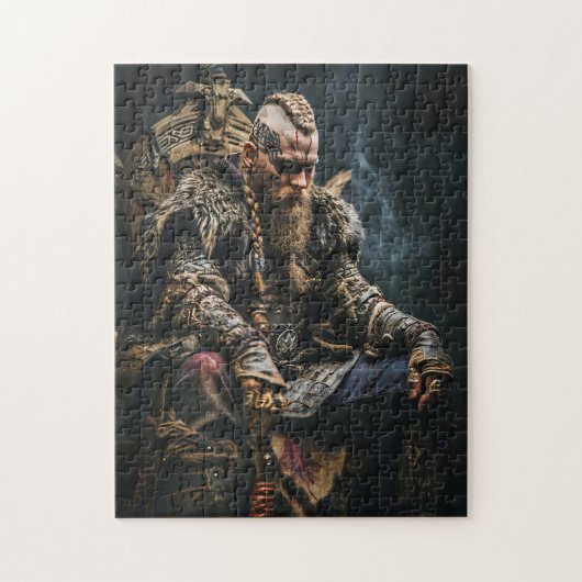 Wikingerkrieger in authentischer Kleidung Puzzle (Vertikal)