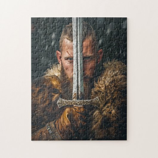 Wikingerkrieger in authentischer Kleidung Puzzle (Vertikal)