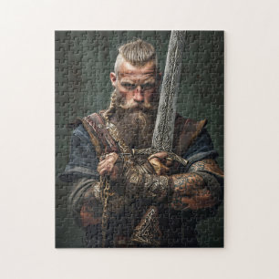 Wikingerkrieger in authentischer Kleidung Puzzle