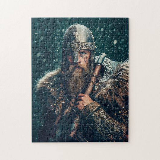 Wikingerkrieger in authentischer Kleidung Puzzle (Vertikal)