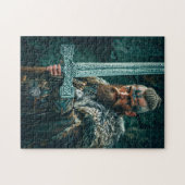 Wikingerkrieger in authentischer Kleidung Puzzle (Horizontal)