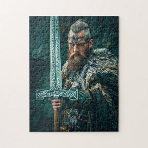 Wikingerkrieger in authentischer Kleidung Puzzle