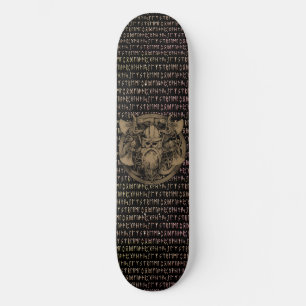 Wikingerrunen bärtiger Krieger Äxte Schild Skateboard