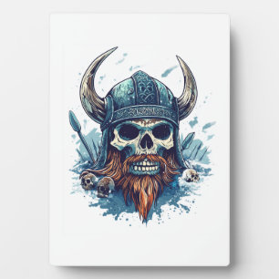 Wikingerschädel Berserker Fotoplatte