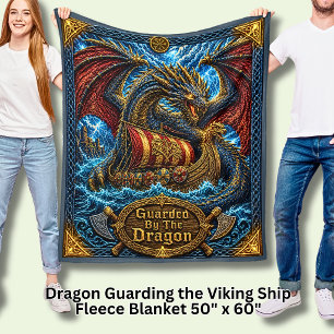 Wikingerschiff bewacht vom Drachen Fleecedecke
