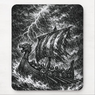 Wikingerschiff im Sturm — Ink Saga Art Mousepad