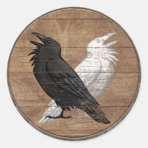 Wikingerschild-Aufkleber - Odins Ravens Runder Aufkleber
