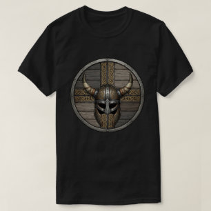 Wikingerschild mit gehörntem Helm T-Shirt