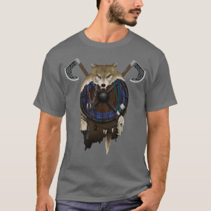 Wikingerschild mit Wolfsfell T-Shirt