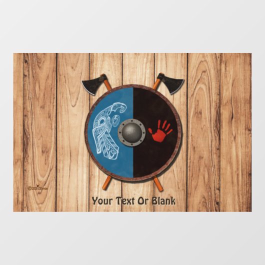 Wikingerschild und Äxte Fensteraufkleber (Blatt)