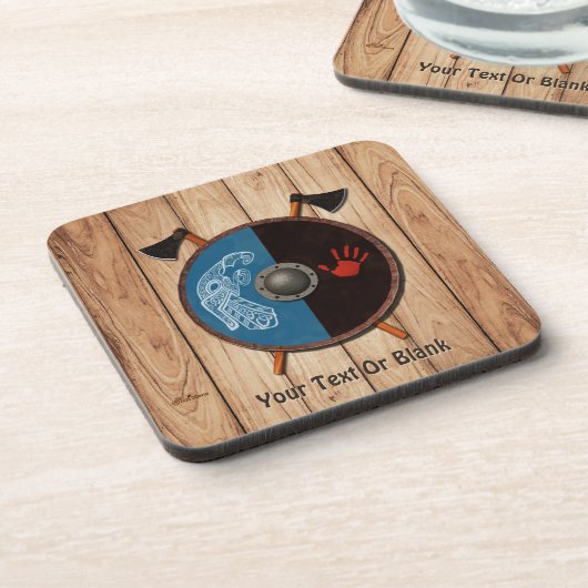 Wikingerschild und Äxte Getränkeuntersetzer (Linke Seite)