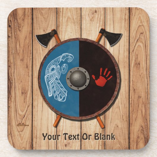 Wikingerschild und Äxte Getränkeuntersetzer (Vorderseite)