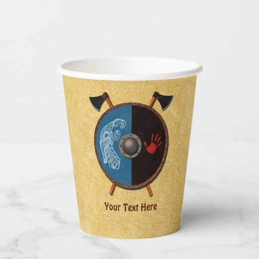 Wikingerschild und Äxte Pappbecher (Rückseite)