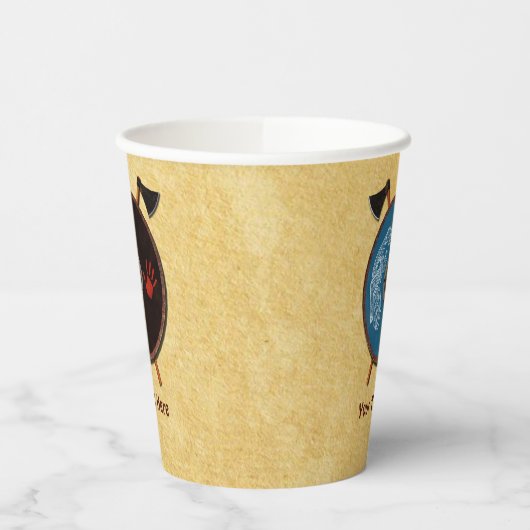 Wikingerschild und Äxte Pappbecher (Links)