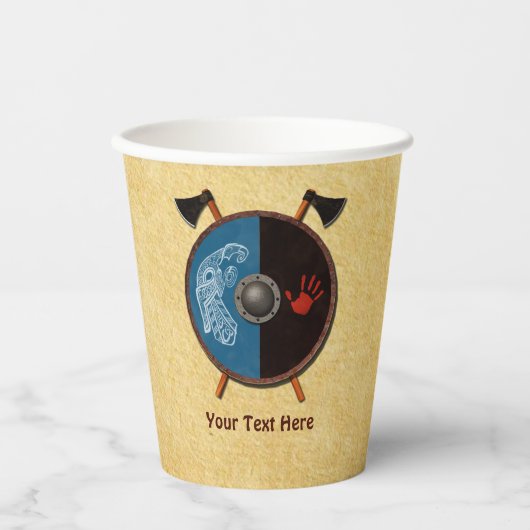 Wikingerschild und Äxte Pappbecher (Vorderseite)