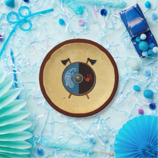 Wikingerschild und Äxte Pappteller (Party)