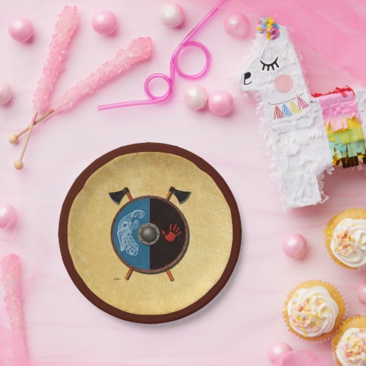 Wikingerschild und Äxte Pappteller (Party)