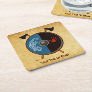 Wikingerschild und Äxte Rechteckiger Pappuntersetzer