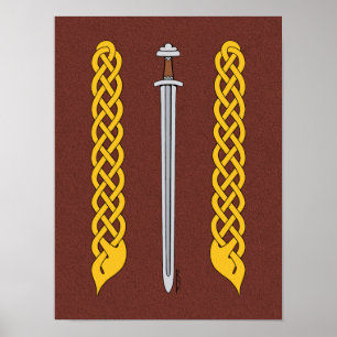 Wikingerschwert und Flechtwerk Poster
