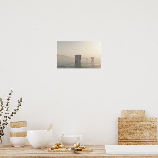 Wikinglongships im Nebst Poster (Küche)