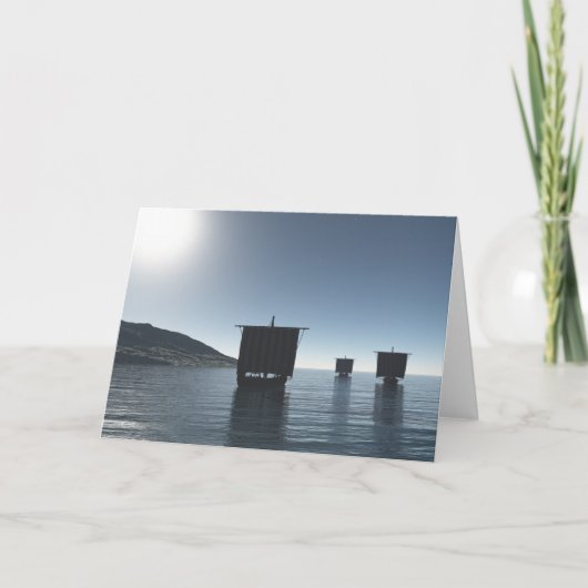 Wikinglongships nähern sich an einer Mondnacht Karte (Vorderseite)