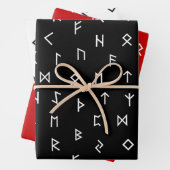 Wikingrunnen auf rotem, schwarzem, weißem Hintergr Geschenkpapier Set (Beispiel)