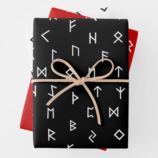Wikingrunnen auf rotem, schwarzem, weißem Hintergr Geschenkpapier Set (Beispiel)