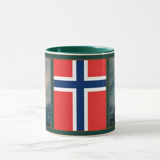 Wikingschiff auf See/Ozean, Flagge Norwegens/Nordi Tasse (Zentrum)