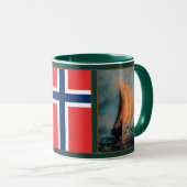 Wikingschiff auf See/Ozean, Flagge Norwegens/Nordi Tasse (VorderseiteRechts)