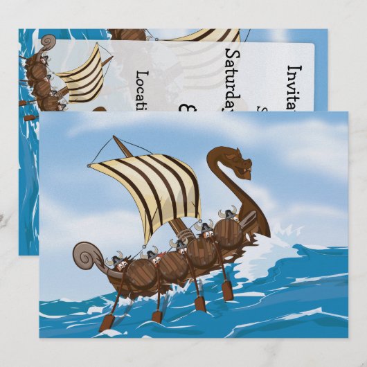 Wikingschiff Einladung (Vorne/Hinten)