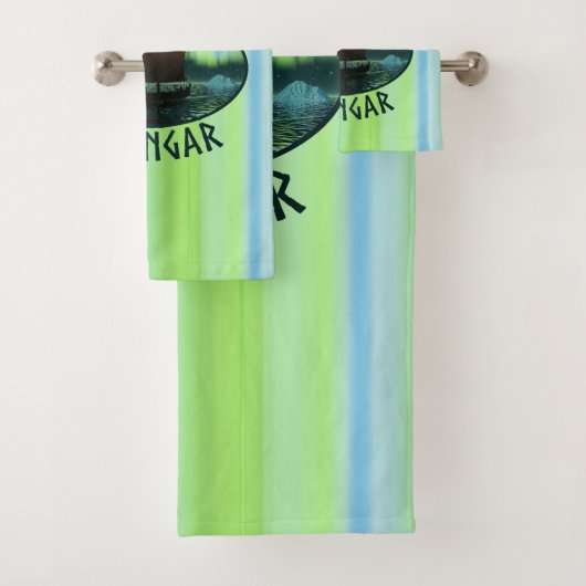 Wikingschiff und Nordlichter Badhandtuch Set (Insitu)