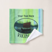 Wikingschiff und Nordlichter Badhandtuch Set (Waschlappen)