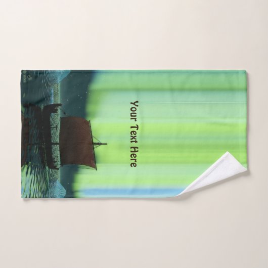 Wikingschiff und Nordlichter Badhandtuch Set (Handtuch)