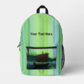 Wikingschiff und Nordlichter Bedruckter Rucksack (Vorderseite)