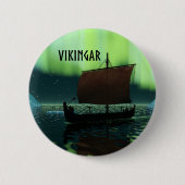 Wikingschiff und Nordlichter Button (Vorderseite)