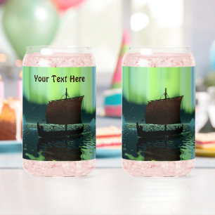 Wikingschiff und Nordlichter Dosenglas